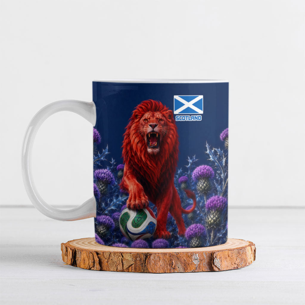 Personalized Scotland Red Lion Soccer Ceramic Mug Scottish Saltire Flag Purple Thistle Cheering Fans