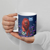 Personalized Scotland Red Lion Soccer Ceramic Mug Scottish Saltire Flag Purple Thistle Cheering Fans