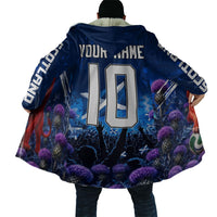 Personalized Scotland Red Lion Soccer Cloak Scottish Saltire Flag Purple Thistle Cheering Fans