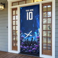 Personalized Scotland Red Lion Soccer Door Cover Scottish Saltire Flag Purple Thistle Cheering Fans