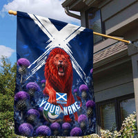Personalized Scotland Red Lion Soccer Garden Flag Scottish Saltire Flag Purple Thistle Cheering Fans