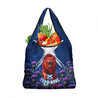 Personalized Scotland Red Lion Soccer Grocery Bag Scottish Saltire Flag Purple Thistle Cheering Fans