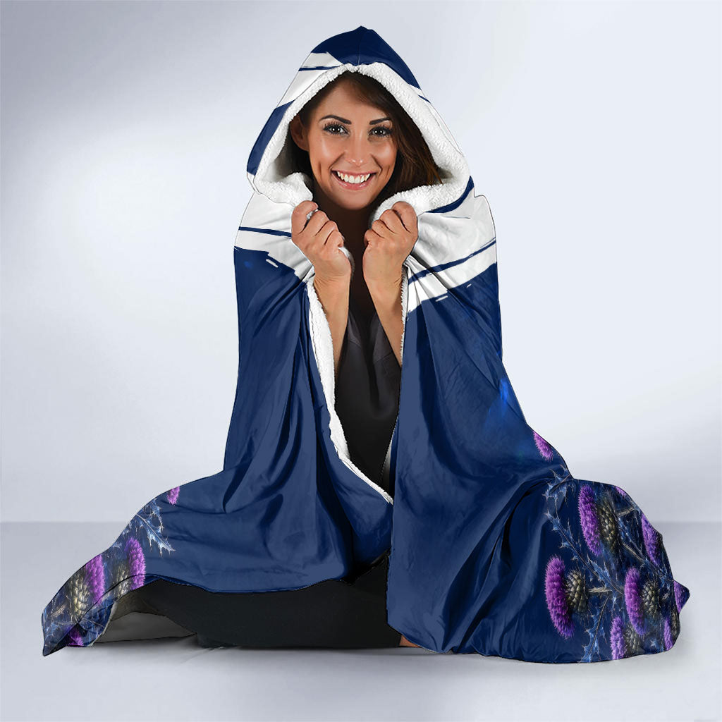 Personalized Scotland Red Lion Soccer Hooded Blanket Scottish Saltire Flag Purple Thistle Cheering Fans