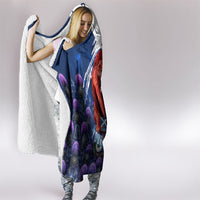 Personalized Scotland Red Lion Soccer Hooded Blanket Scottish Saltire Flag Purple Thistle Cheering Fans