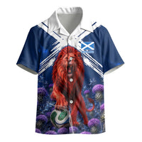 Personalized Scotland Red Lion Soccer Kid Hawaiian Shirt Scottish Saltire Flag Purple Thistle Cheering Fans