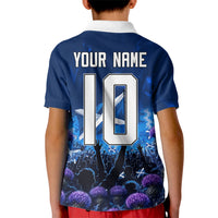 Personalized Scotland Red Lion Soccer Kid Polo Shirt Scottish Saltire Flag Purple Thistle Cheering Fans