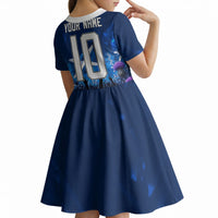 Personalized Scotland Red Lion Soccer Kid Short Sleeve Dress Scottish Saltire Flag Purple Thistle Cheering Fans