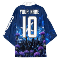 Personalized Scotland Red Lion Soccer Kimono Scottish Saltire Flag Purple Thistle Cheering Fans