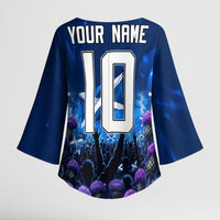 Personalized Scotland Red Lion Soccer Kimono Sleeve Blouse Scottish Saltire Flag Purple Thistle Cheering Fans