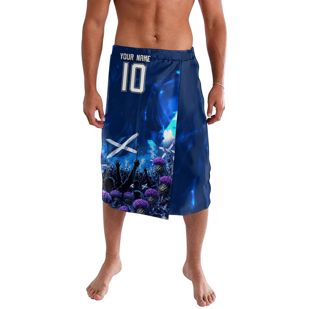 Personalized Scotland Red Lion Soccer Lavalava Scottish Saltire Flag Purple Thistle Cheering Fans