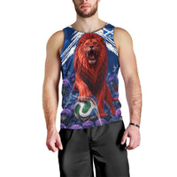 Personalized Scotland Red Lion Soccer Men Tank Top Scottish Saltire Flag Purple Thistle Cheering Fans