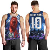 Personalized Scotland Red Lion Soccer Men Tank Top Scottish Saltire Flag Purple Thistle Cheering Fans