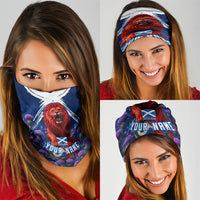 Personalized Scotland Red Lion Soccer Neck Gaiter Scottish Saltire Flag Purple Thistle Cheering Fans