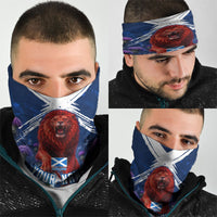 Personalized Scotland Red Lion Soccer Neck Gaiter Scottish Saltire Flag Purple Thistle Cheering Fans