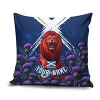 Personalized Scotland Red Lion Soccer Pillow Cover Scottish Saltire Flag Purple Thistle Cheering Fans