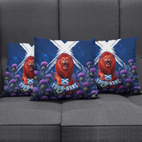 Personalized Scotland Red Lion Soccer Pillow Cover Scottish Saltire Flag Purple Thistle Cheering Fans