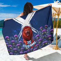 Personalized Scotland Red Lion Soccer Sarong Scottish Saltire Flag Purple Thistle Cheering Fans