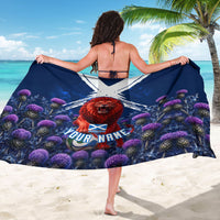 Personalized Scotland Red Lion Soccer Sarong Scottish Saltire Flag Purple Thistle Cheering Fans