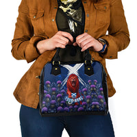 Personalized Scotland Red Lion Soccer Shoulder Handbag Scottish Saltire Flag Purple Thistle Cheering Fans