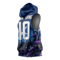 Personalized Scotland Red Lion Soccer Sleeveless Hoodie Scottish Saltire Flag Purple Thistle Cheering Fans