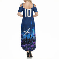 Personalized Scotland Red Lion Soccer Summer Maxi Dress Scottish Saltire Flag Purple Thistle Cheering Fans