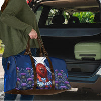 Personalized Scotland Red Lion Soccer Travel Bag Scottish Saltire Flag Purple Thistle Cheering Fans