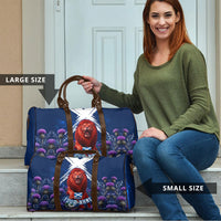 Personalized Scotland Red Lion Soccer Travel Bag Scottish Saltire Flag Purple Thistle Cheering Fans