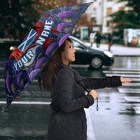 Personalized Scotland Red Lion Soccer Umbrella Scottish Saltire Flag Purple Thistle Cheering Fans