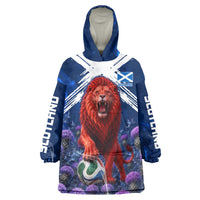 Personalized Scotland Red Lion Soccer Wearable Blanket Hoodie Scottish Saltire Flag Purple Thistle Cheering Fans
