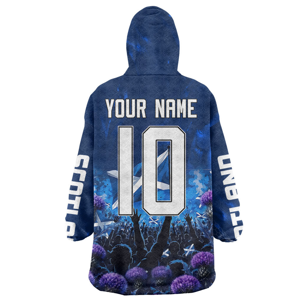 Personalized Scotland Red Lion Soccer Wearable Blanket Hoodie Scottish Saltire Flag Purple Thistle Cheering Fans