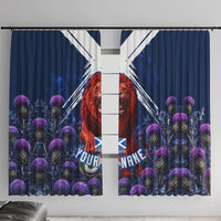 Personalized Scotland Red Lion Soccer Window Curtain Scottish Saltire Flag Purple Thistle Cheering Fans