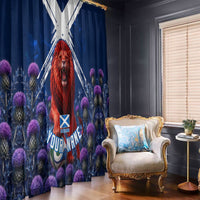 Personalized Scotland Red Lion Soccer Window Curtain Scottish Saltire Flag Purple Thistle Cheering Fans