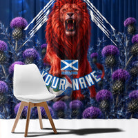 Personalized Scotland Red Lion Soccer Window Curtain Scottish Saltire Flag Purple Thistle Cheering Fans
