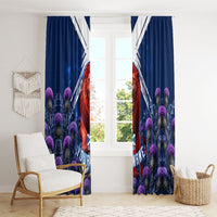 Personalized Scotland Red Lion Soccer Window Curtain Scottish Saltire Flag Purple Thistle Cheering Fans