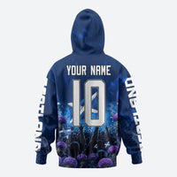 Personalized Scotland Red Lion Soccer Zip Hoodie Scottish Saltire Flag Purple Thistle Cheering Fans