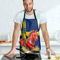 Personalized Sweden Dala Horse Soccer 2026 Apron Grunge Swedish Flag Brush Strokes