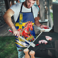 Personalized Sweden Dala Horse Soccer 2026 Apron Grunge Swedish Flag Brush Strokes