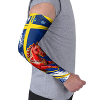 Personalized Sweden Dala Horse Soccer 2026 Arm Sleeves Grunge Swedish Flag Brush Strokes