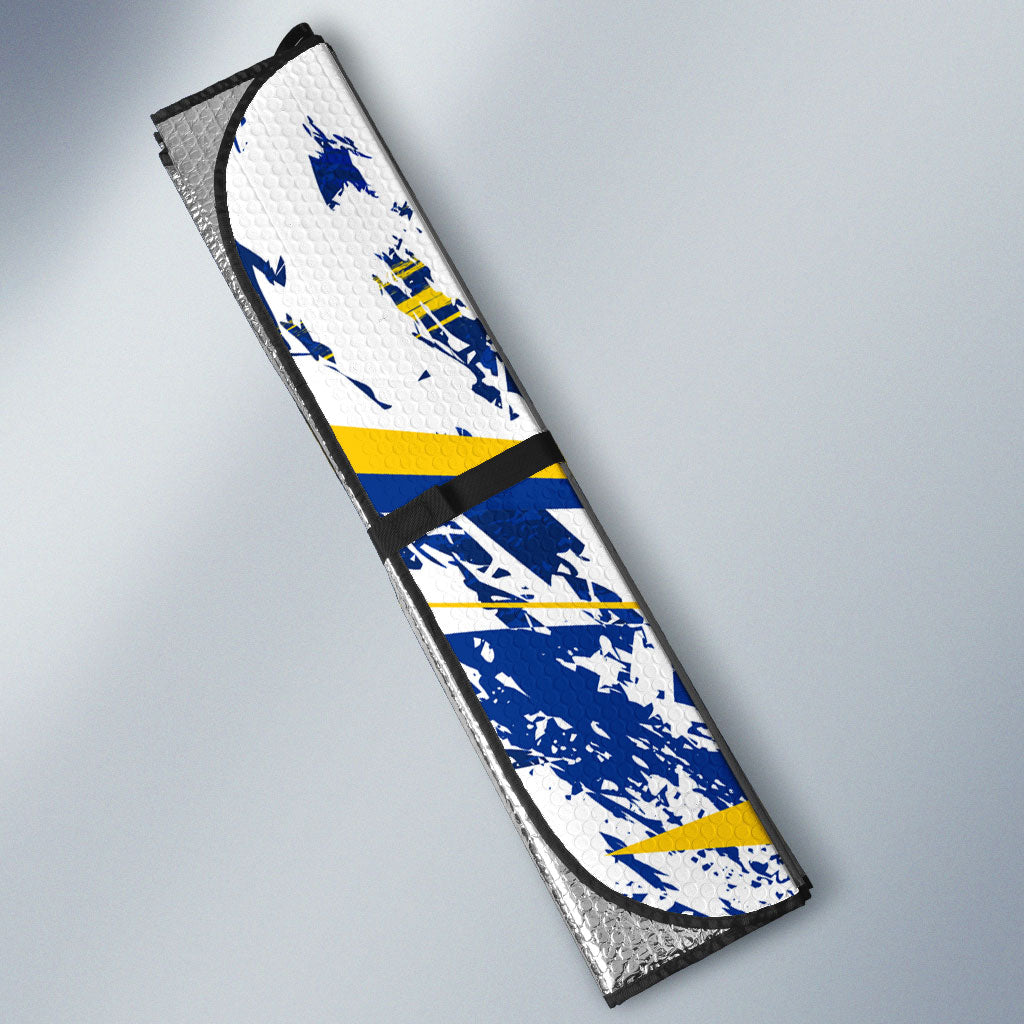 Personalized Sweden Dala Horse Soccer 2026 Auto Sun Shade Grunge Swedish Flag Brush Strokes