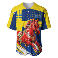 Personalized Sweden Dala Horse Soccer 2026 Baseball Jersey Grunge Swedish Flag Brush Strokes