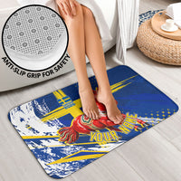Personalized Sweden Dala Horse Soccer 2026 Bathroom Set Grunge Swedish Flag Brush Strokes