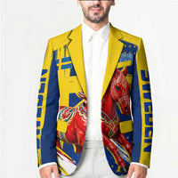 Personalized Sweden Dala Horse Soccer 2026 Blazer Grunge Swedish Flag Brush Strokes