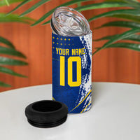 Personalized Sweden Dala Horse Soccer 2026 4 in 1 Can Cooler Tumbler Grunge Swedish Flag Brush Strokes