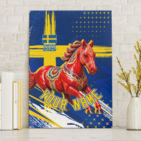 Personalized Sweden Dala Horse Soccer 2026 Canvas Wall Art Grunge Swedish Flag Brush Strokes