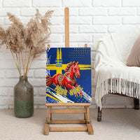 Personalized Sweden Dala Horse Soccer 2026 Canvas Wall Art Grunge Swedish Flag Brush Strokes
