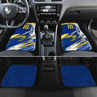 Personalized Sweden Dala Horse Soccer 2026 Car Mats Grunge Swedish Flag Brush Strokes