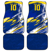 Personalized Sweden Dala Horse Soccer 2026 Car Mats Grunge Swedish Flag Brush Strokes