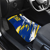 Personalized Sweden Dala Horse Soccer 2026 Car Mats Grunge Swedish Flag Brush Strokes