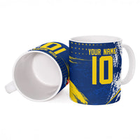 Personalized Sweden Dala Horse Soccer 2026 Ceramic Mug Grunge Swedish Flag Brush Strokes