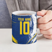 Personalized Sweden Dala Horse Soccer 2026 Ceramic Mug Grunge Swedish Flag Brush Strokes